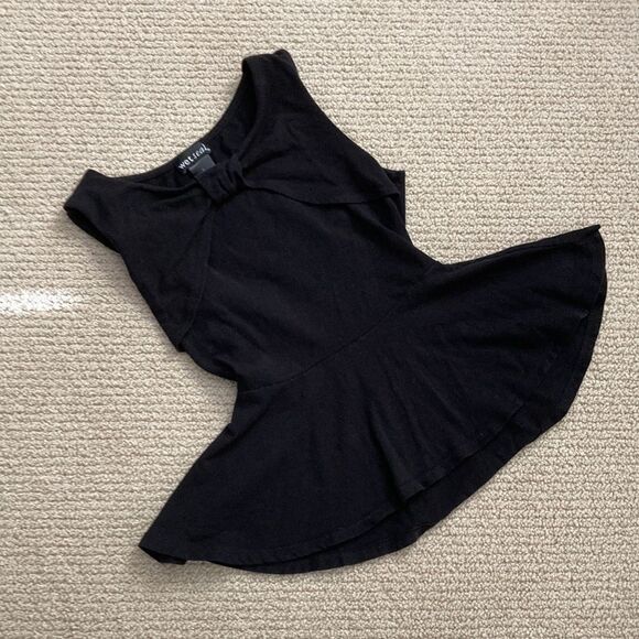 Wet Seal Black Peplum Blouse Top Bow Front Flutter Size Small RN 78749 Like New - Picture 3 of 8